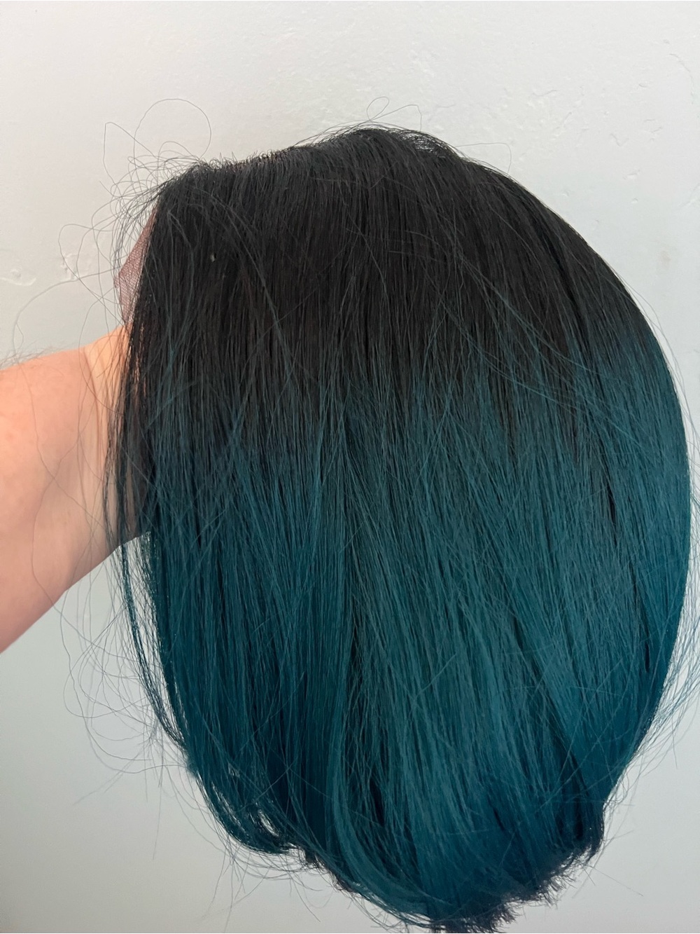 Short Ombre Teal-Black Synthetic Bob Wig for Women